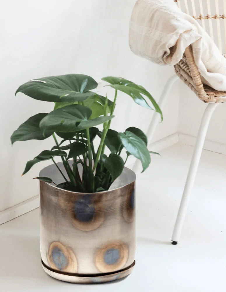 Joe Large Metal Pot With Drainage Hole — Silver - Image 3