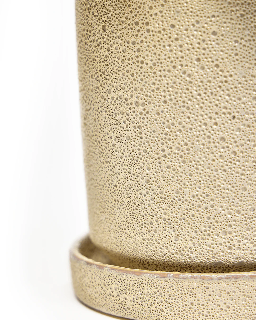 Minute Small Ceramic Pot with Drainage Hole and Saucer —  Ivory Speckles - Image 3