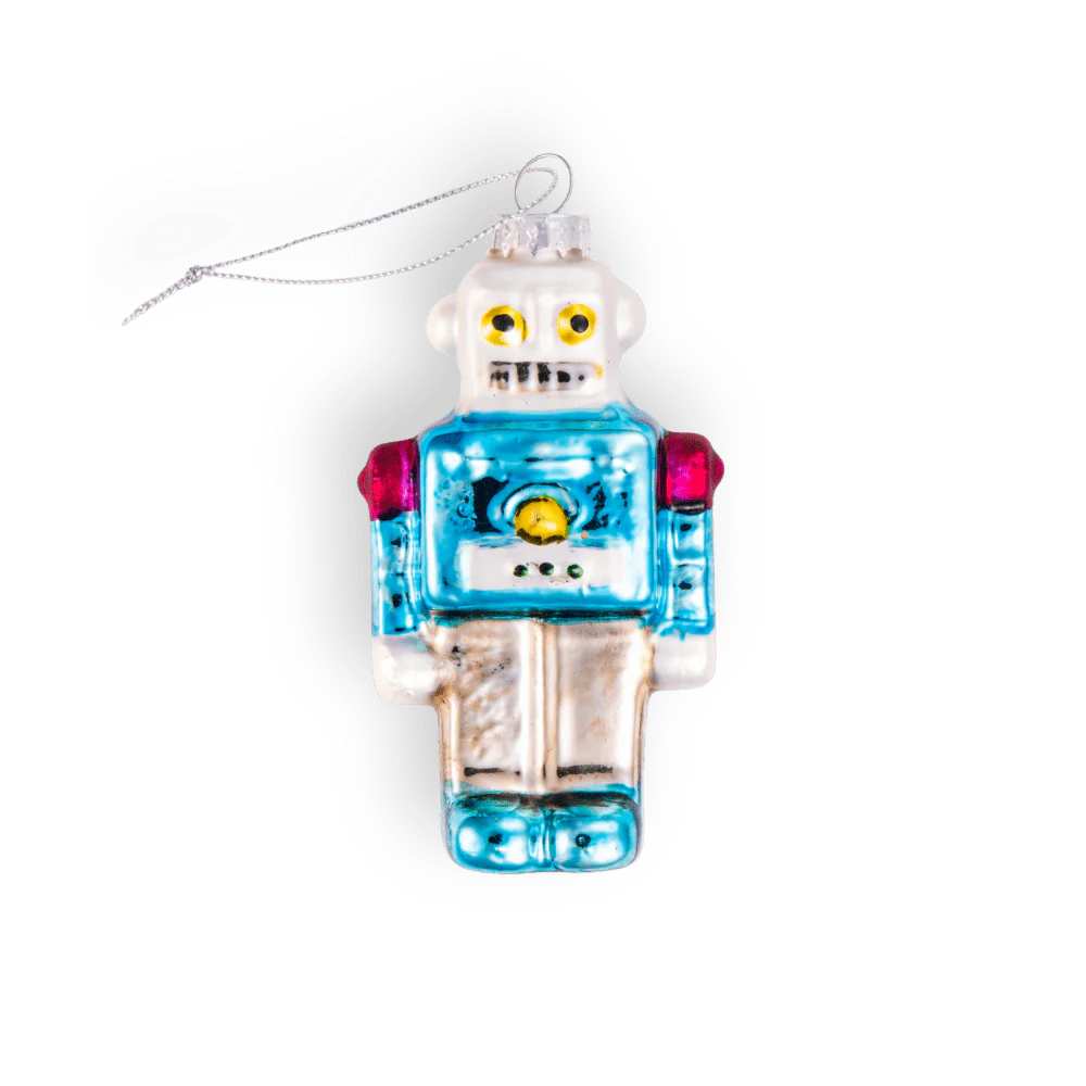 Retro Blue Robot Ornament