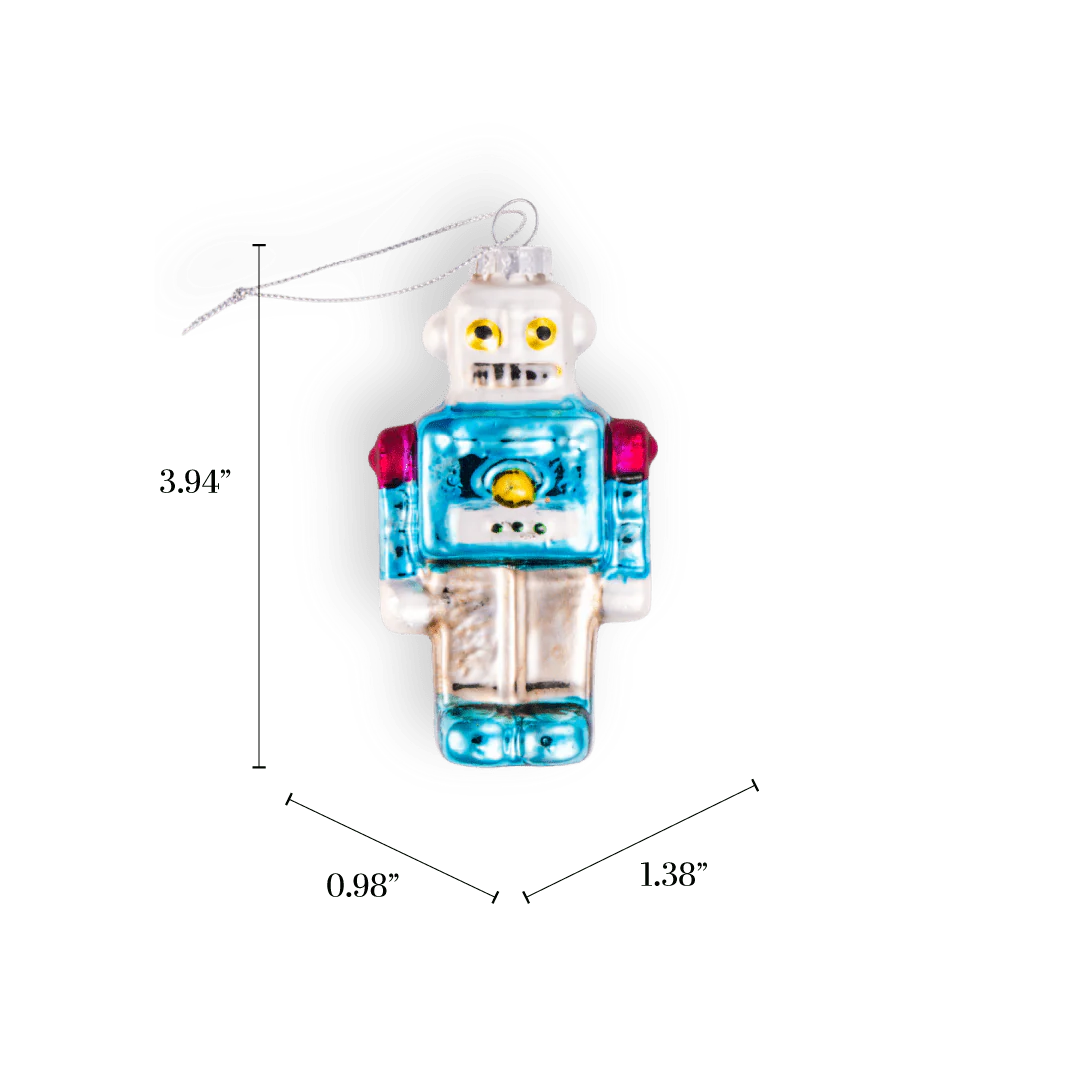 Retro Blue Robot Ornament - Image 2