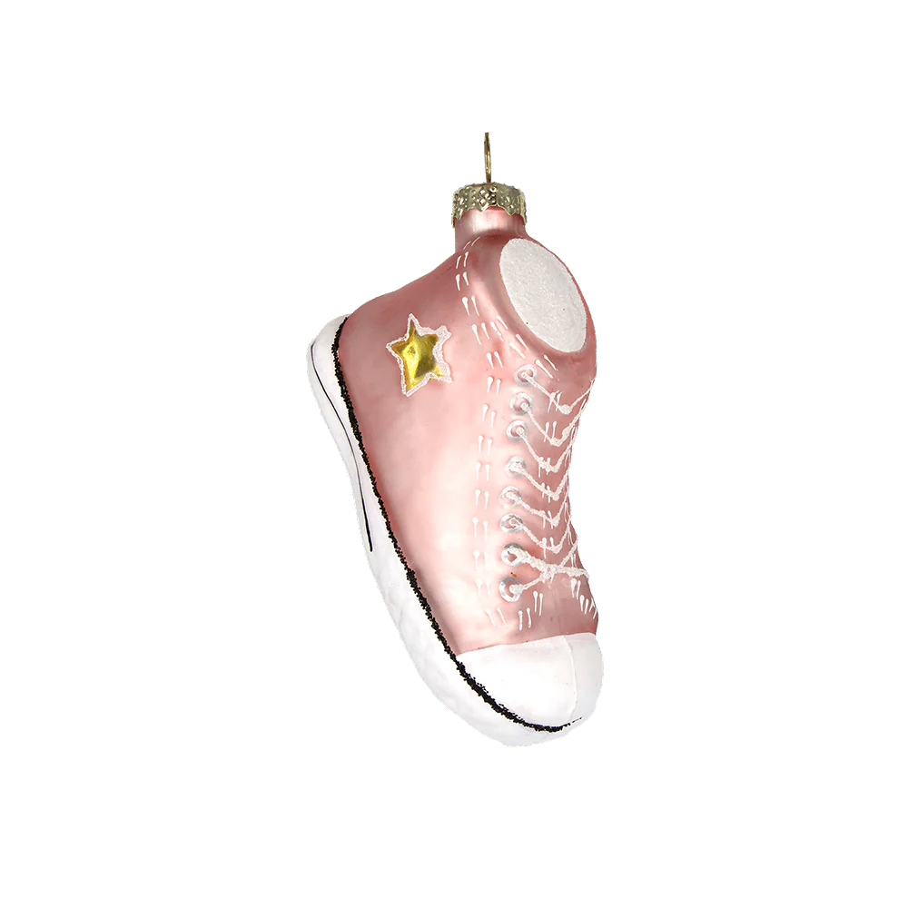 Pink Sneaker Glass Ornament